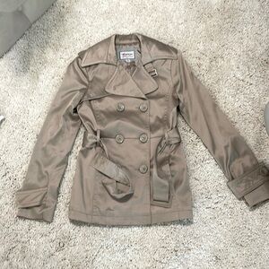 Papaya taupe gray coat small polyester silk dress coat jacket small new blazer